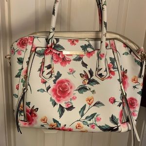 Floral white leather Italian handbag